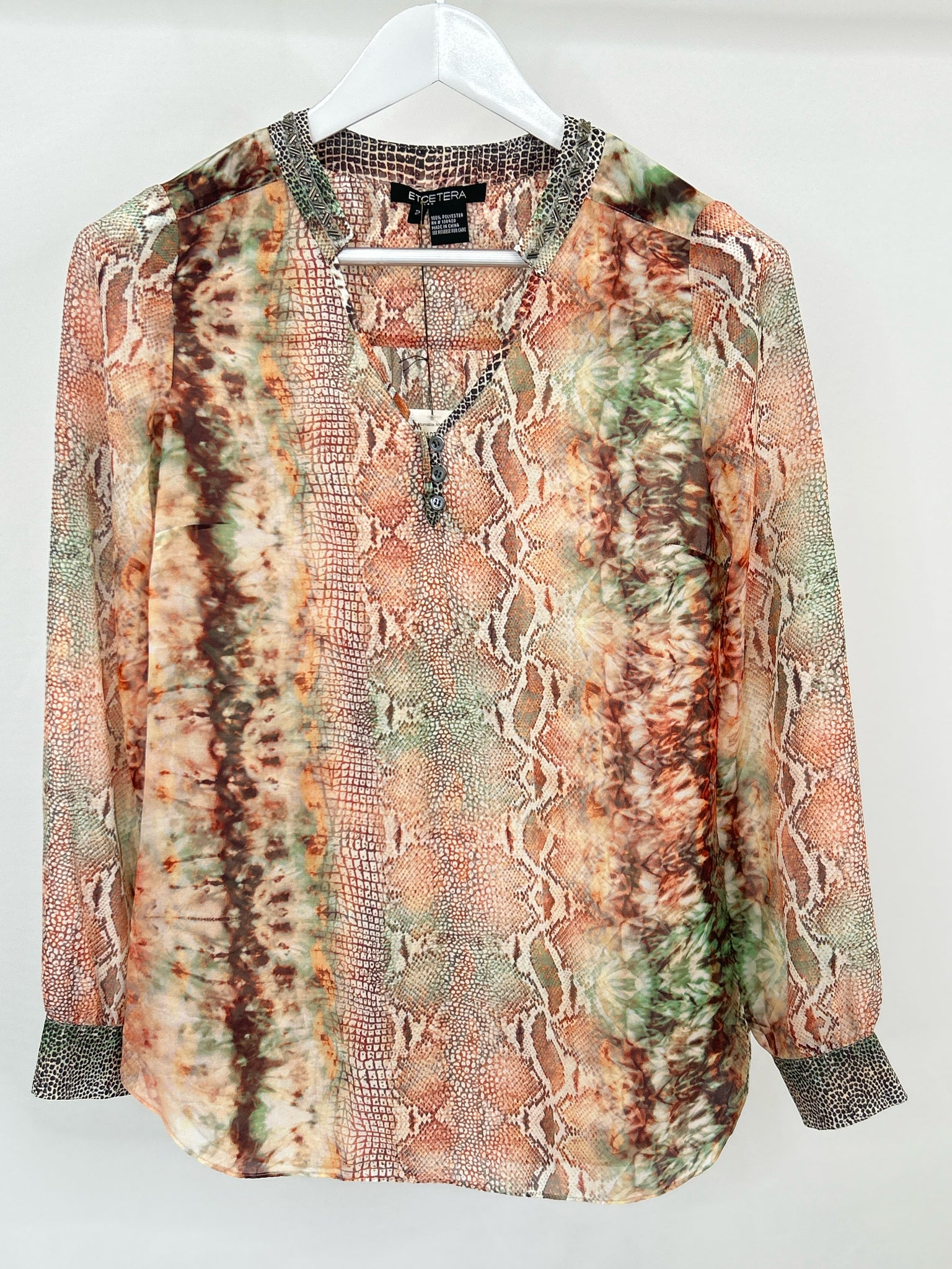 ETCETERA Size 2 ORANGE AND GREEN Women Blouse