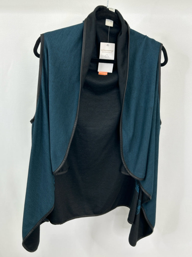 SOFT SURROUNDINGS Women Size PL/XL Black and Teal Cardigan