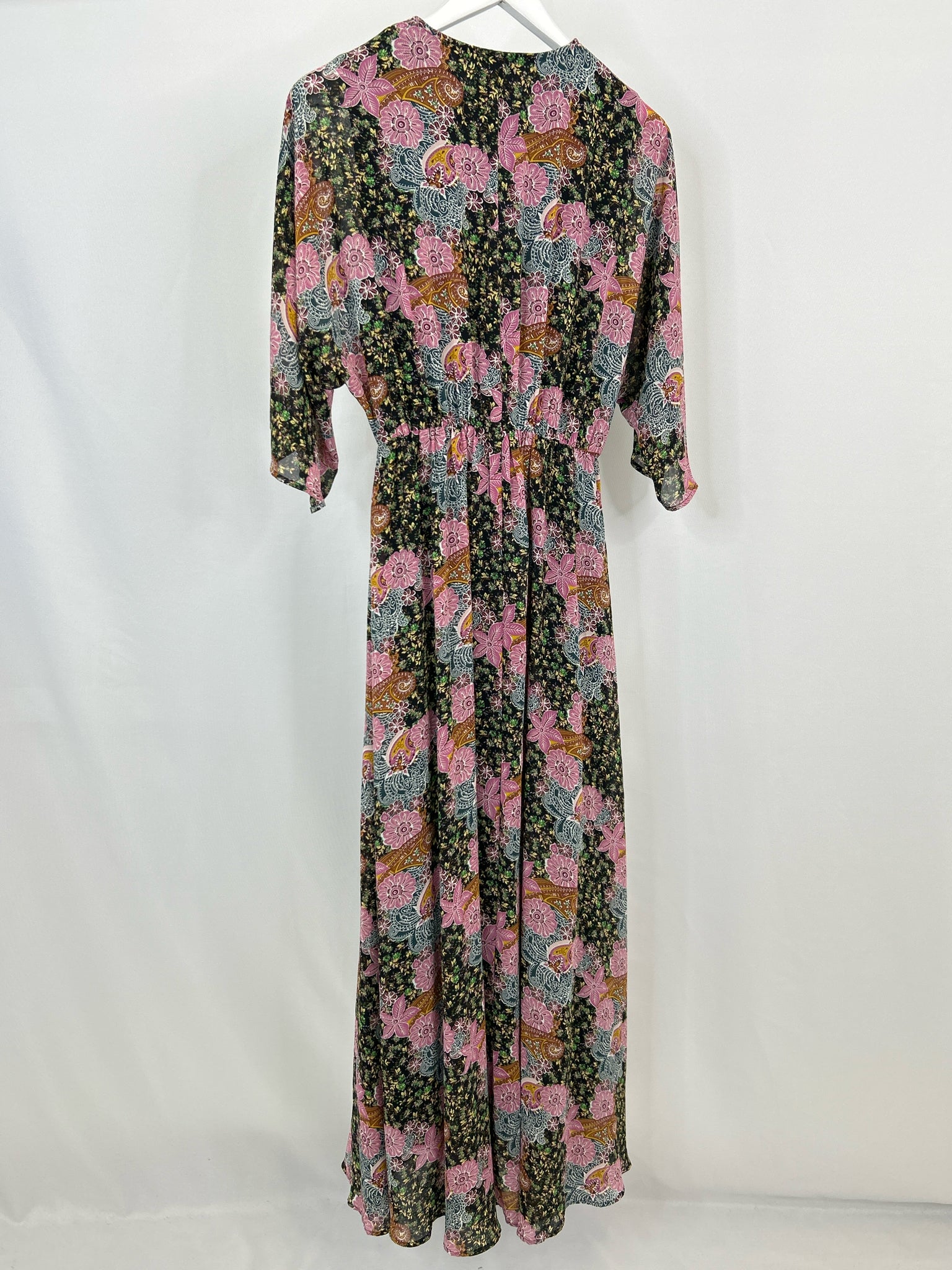 ENTRO Size M Purple & Green Print Women Dress