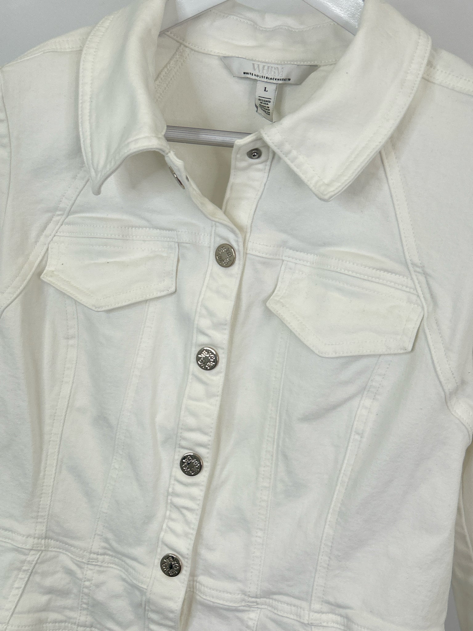 White House Black Market Size L white denim Women Jacket