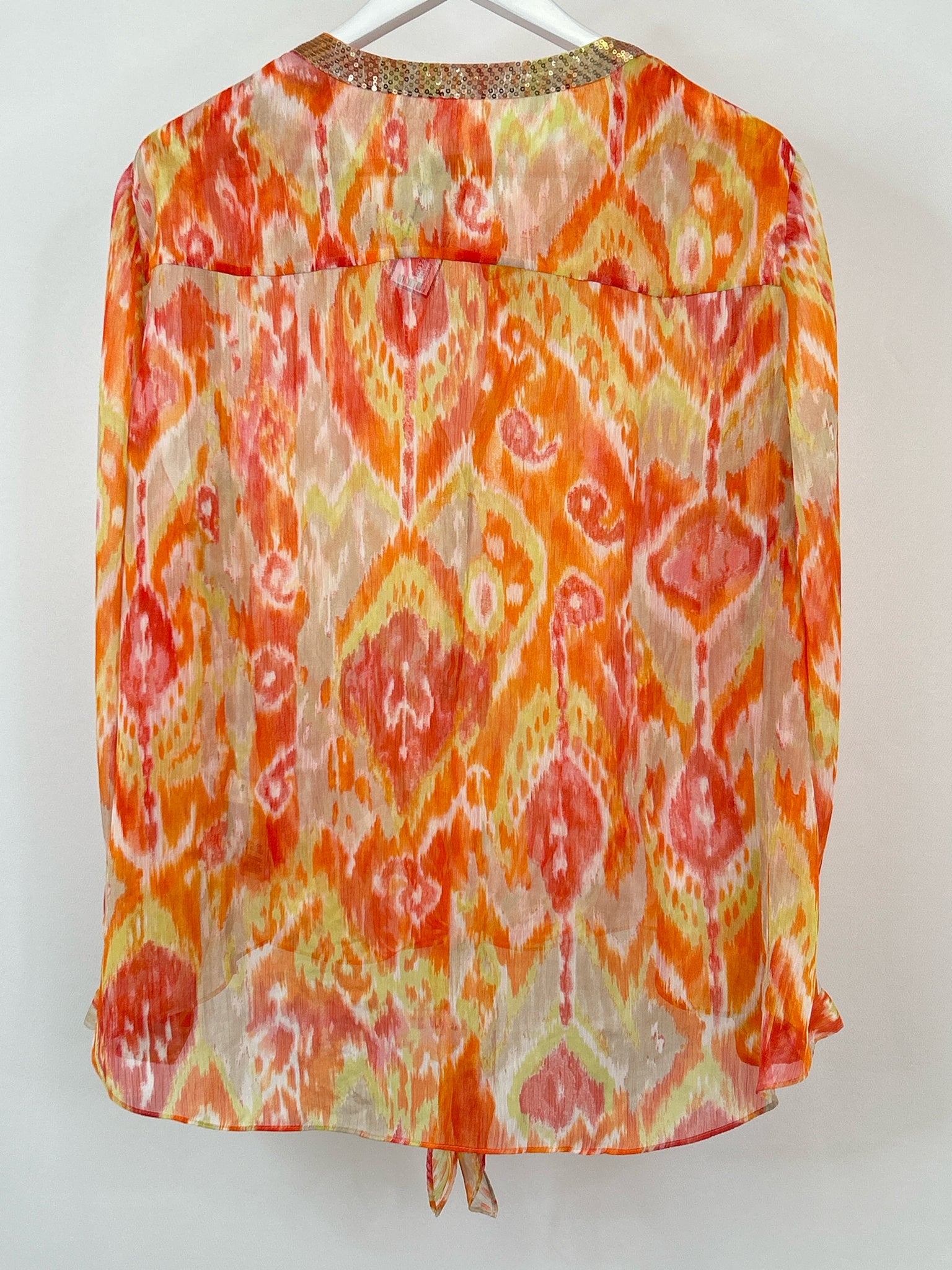 CHICO'S Size 20 Orange Print Women Blouse