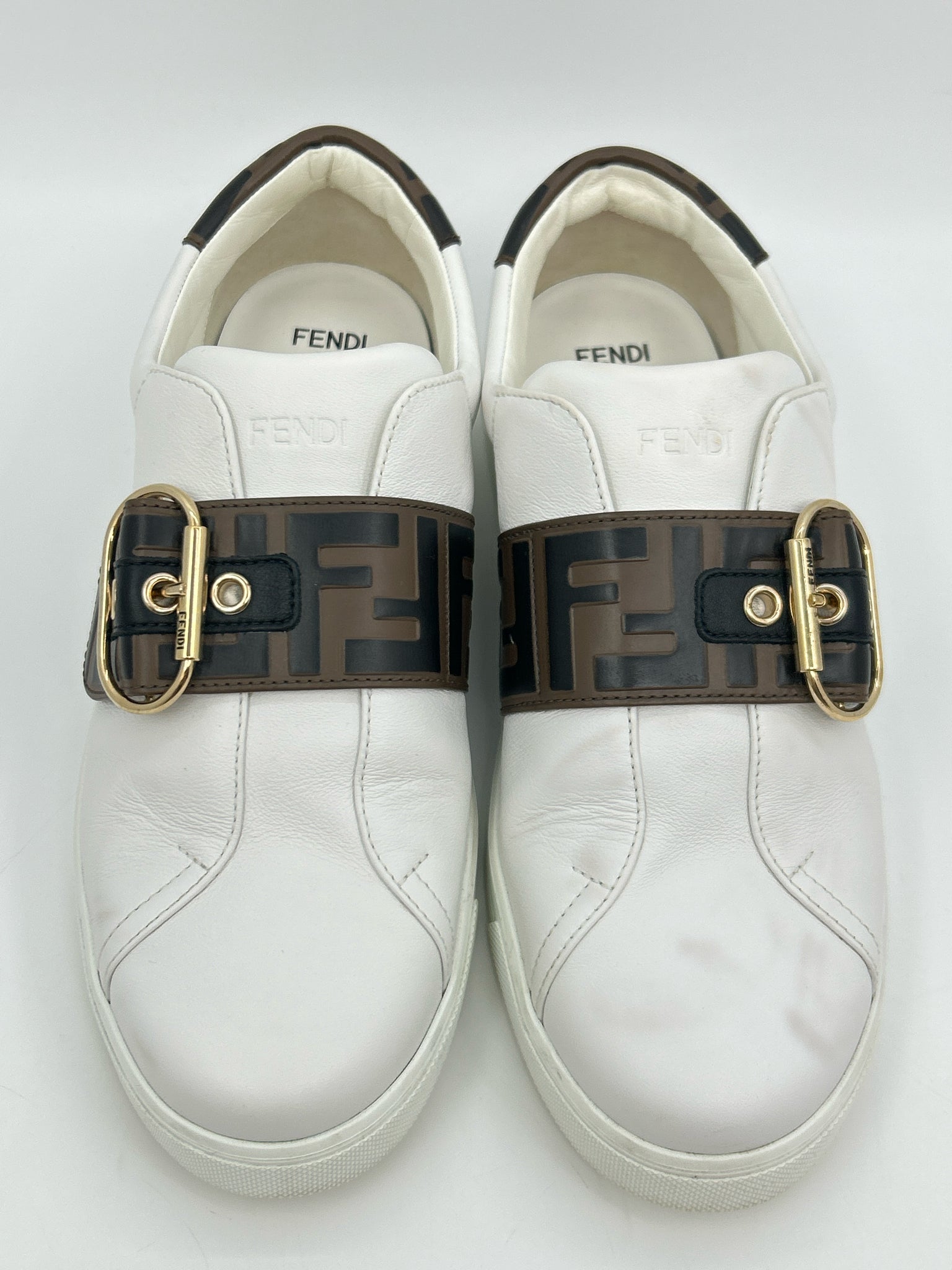 FENDI Size 38.5 White Women Sneakers