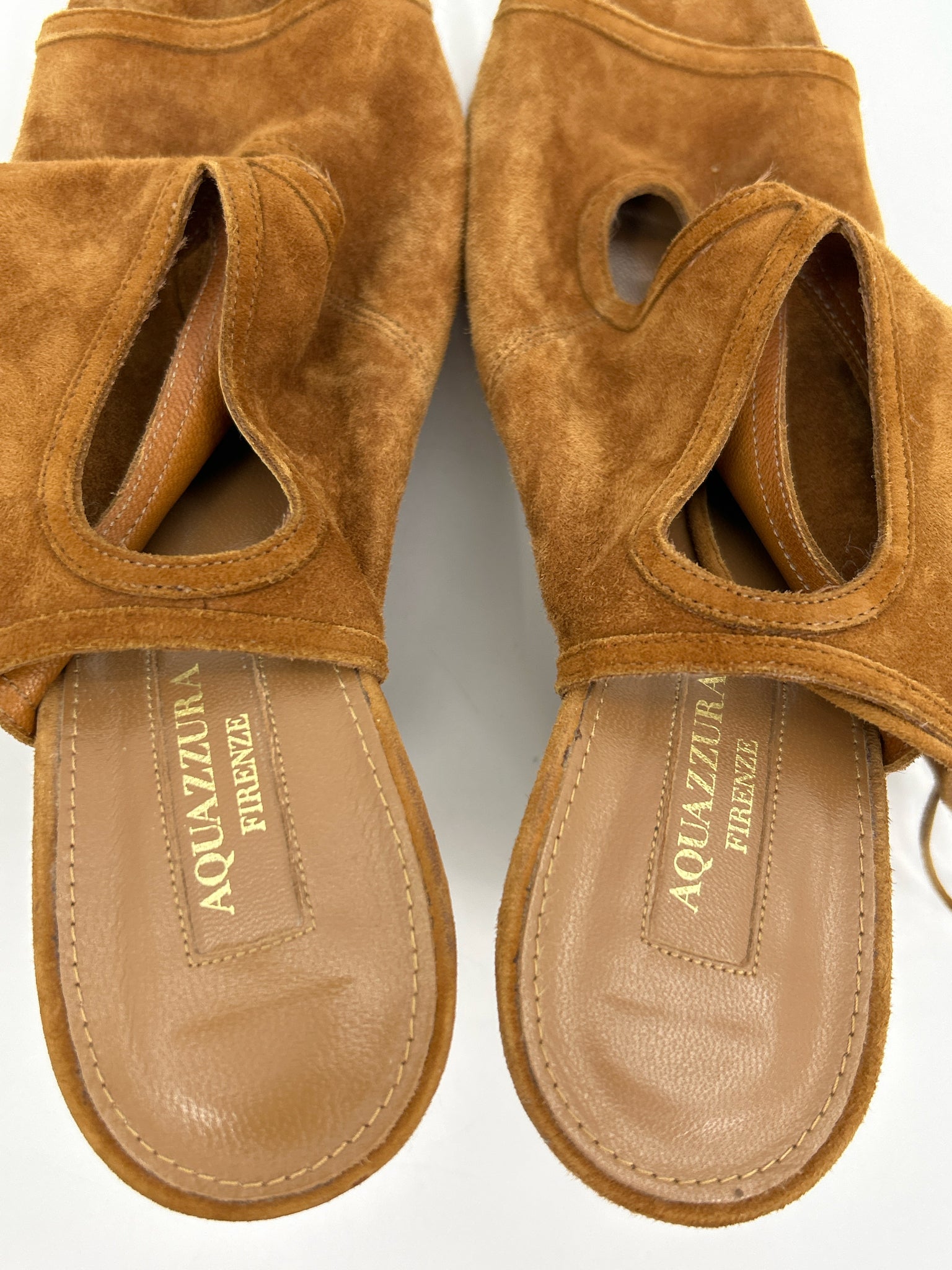 AQUAZURRA Size 37.5 Tan Women Sandal