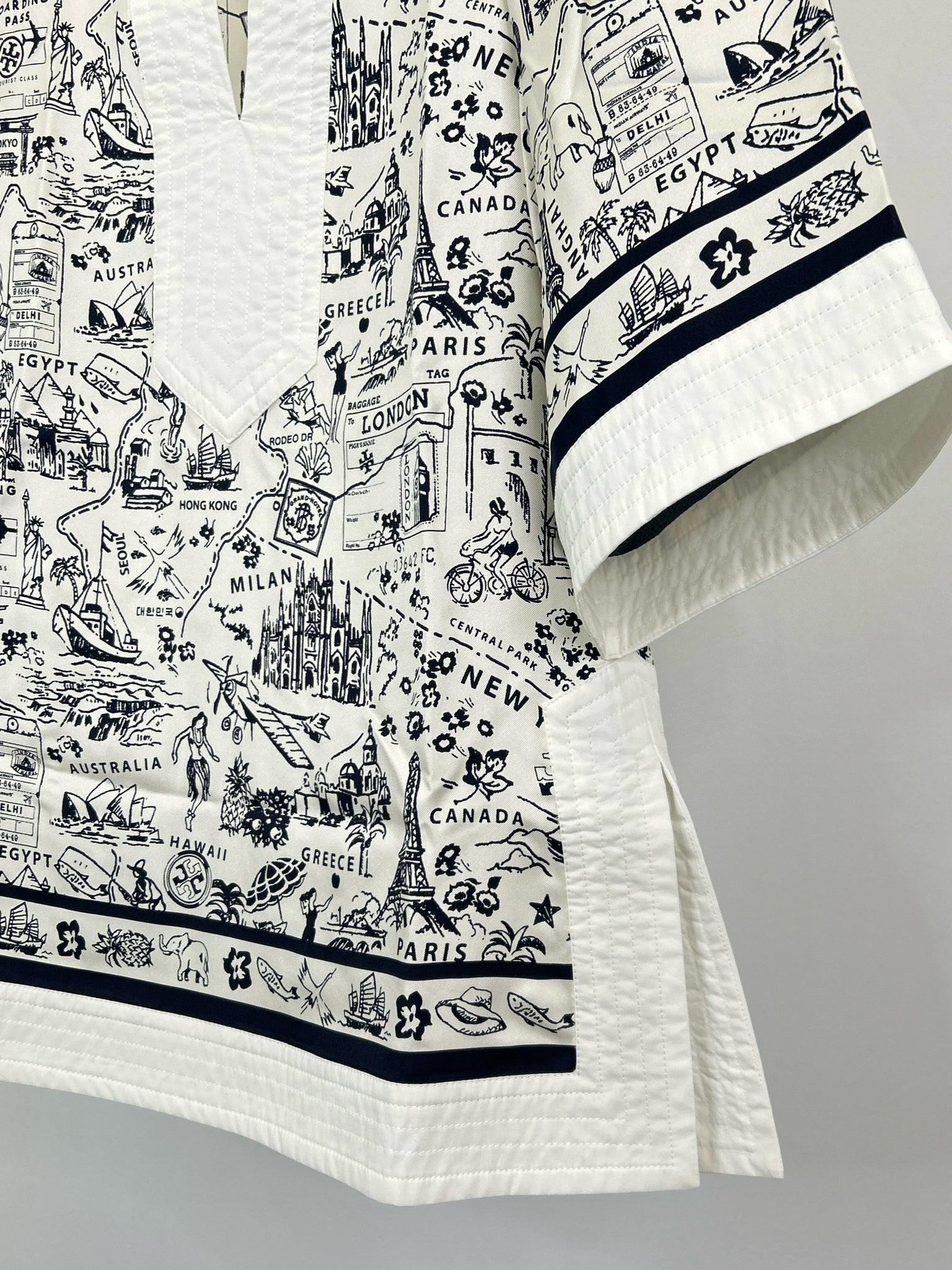 TORY BURCH Size 4 White & Black Women Tunic