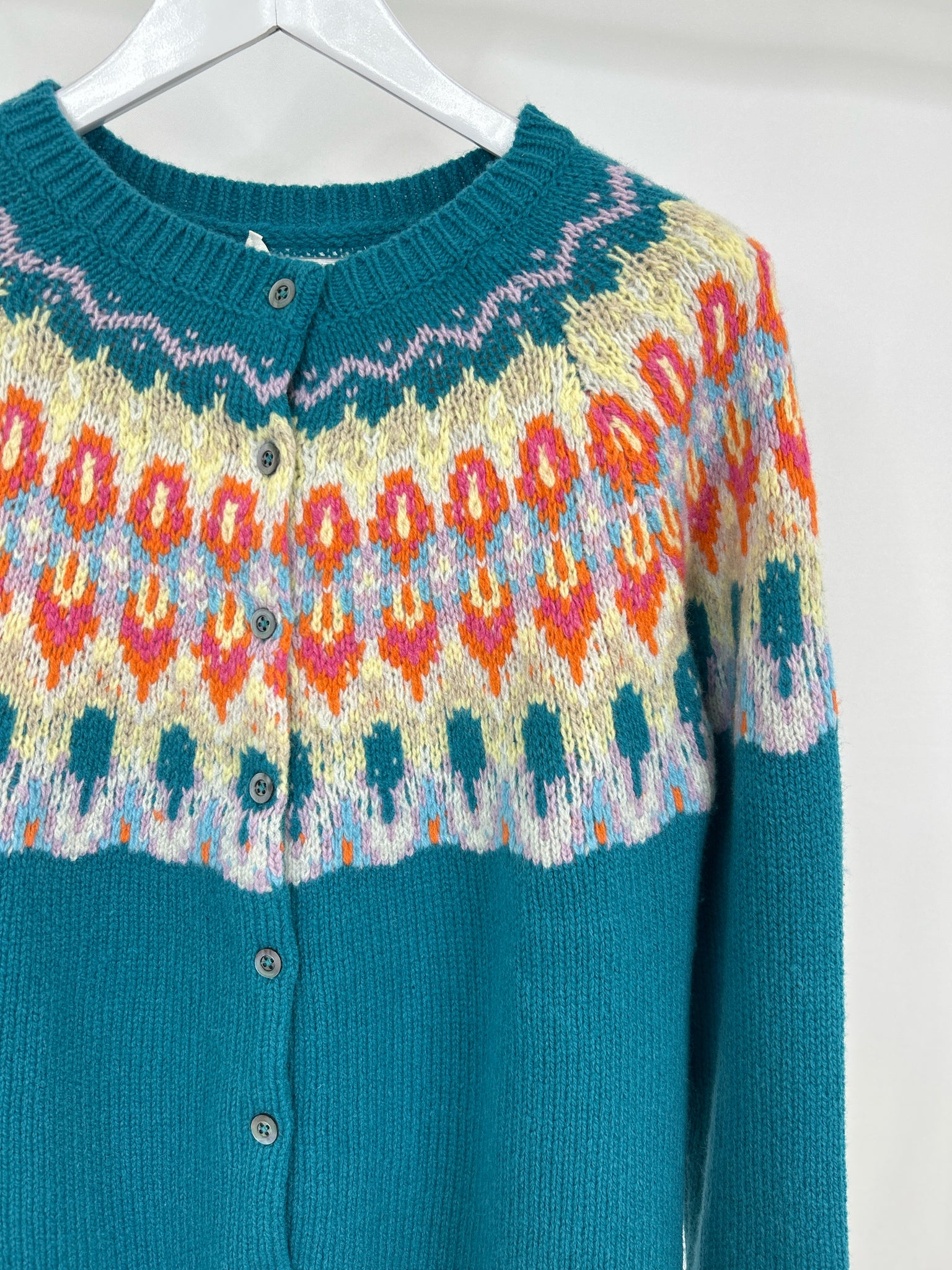 SUNDANCE Size XL Teal Print Women Cardigan