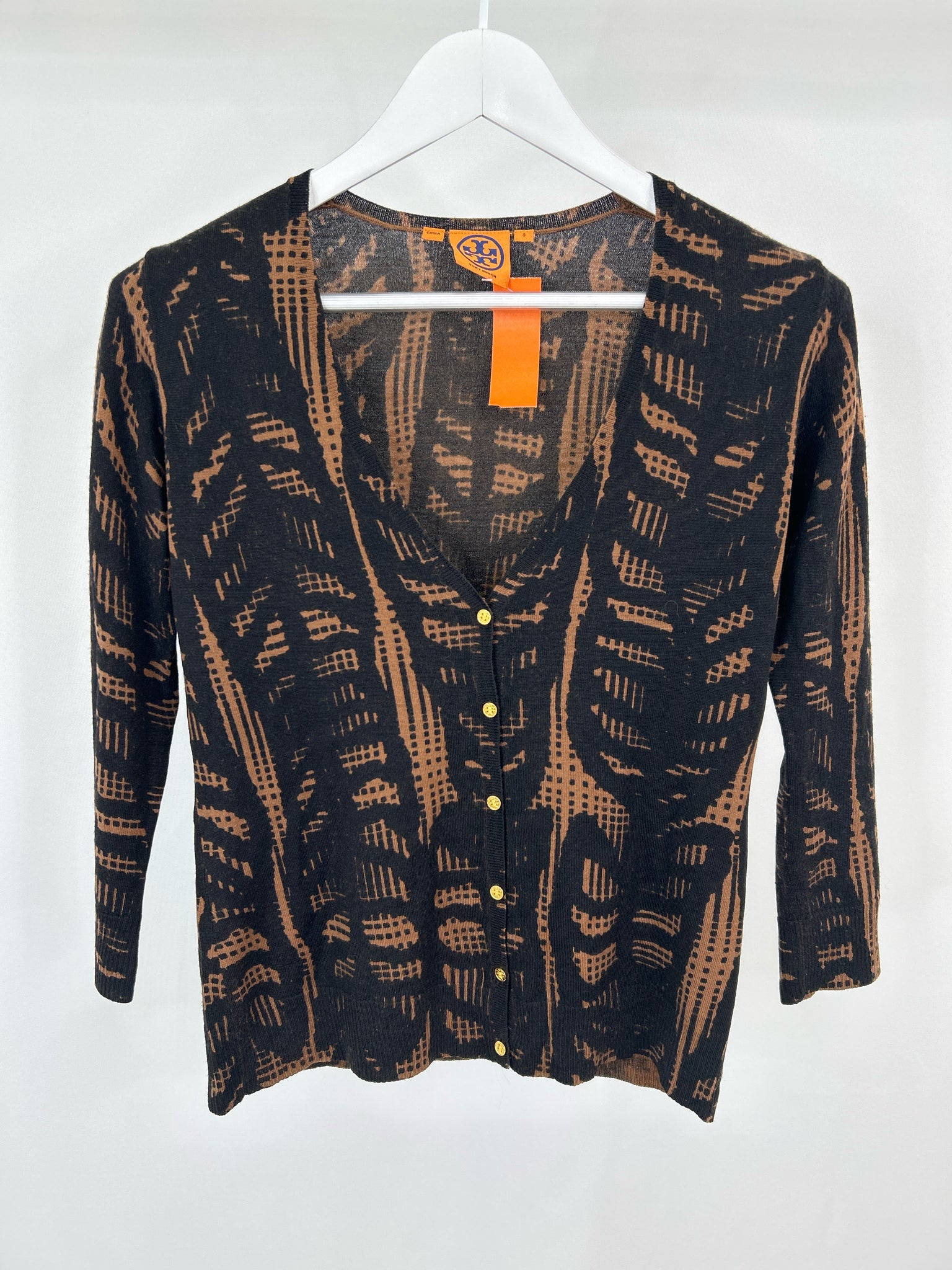 TORY BURCH Size S Black & Brown Women Cardigan