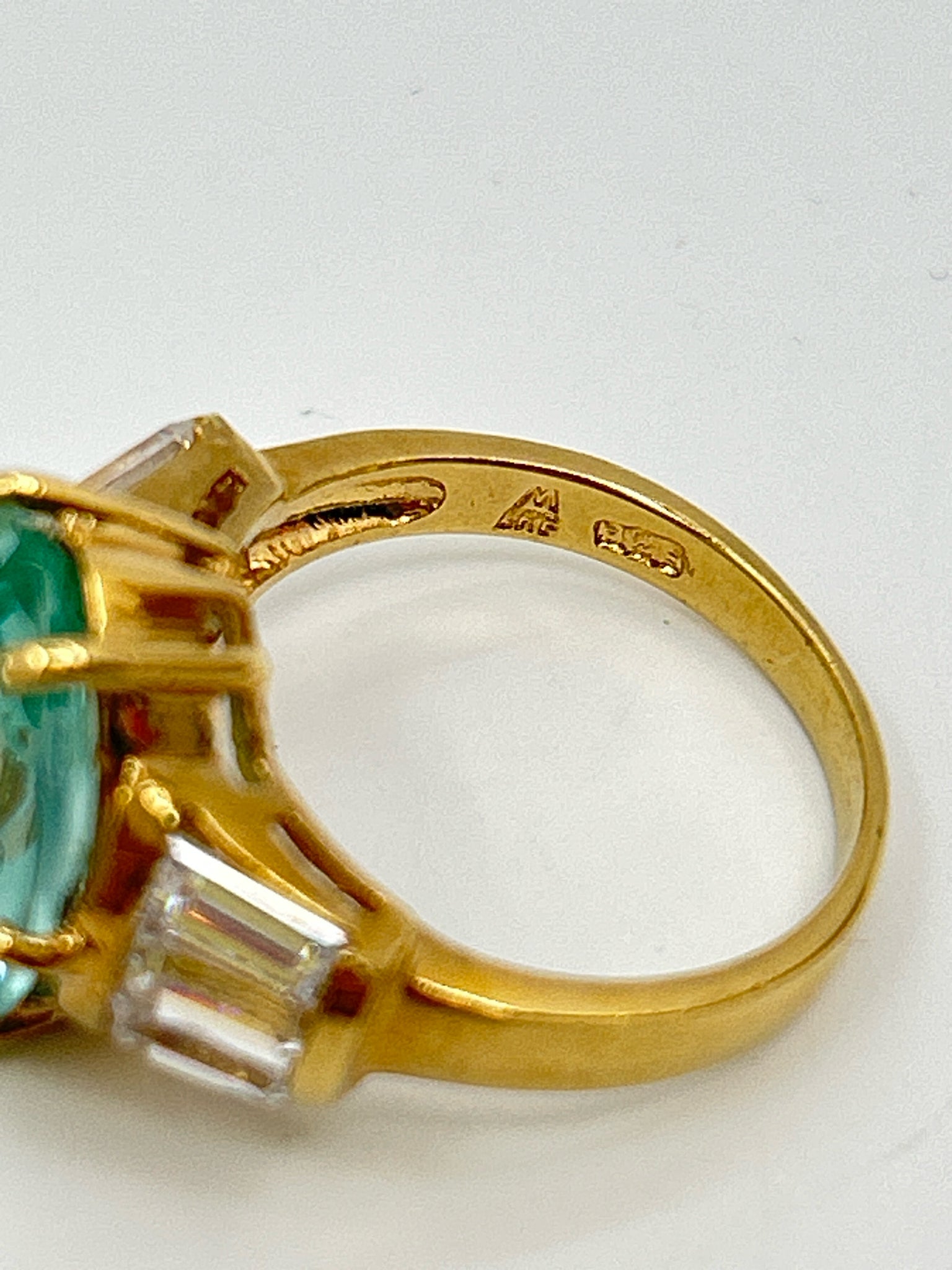 NO BRAND Gold and Aqua Blue Size 6 Ring