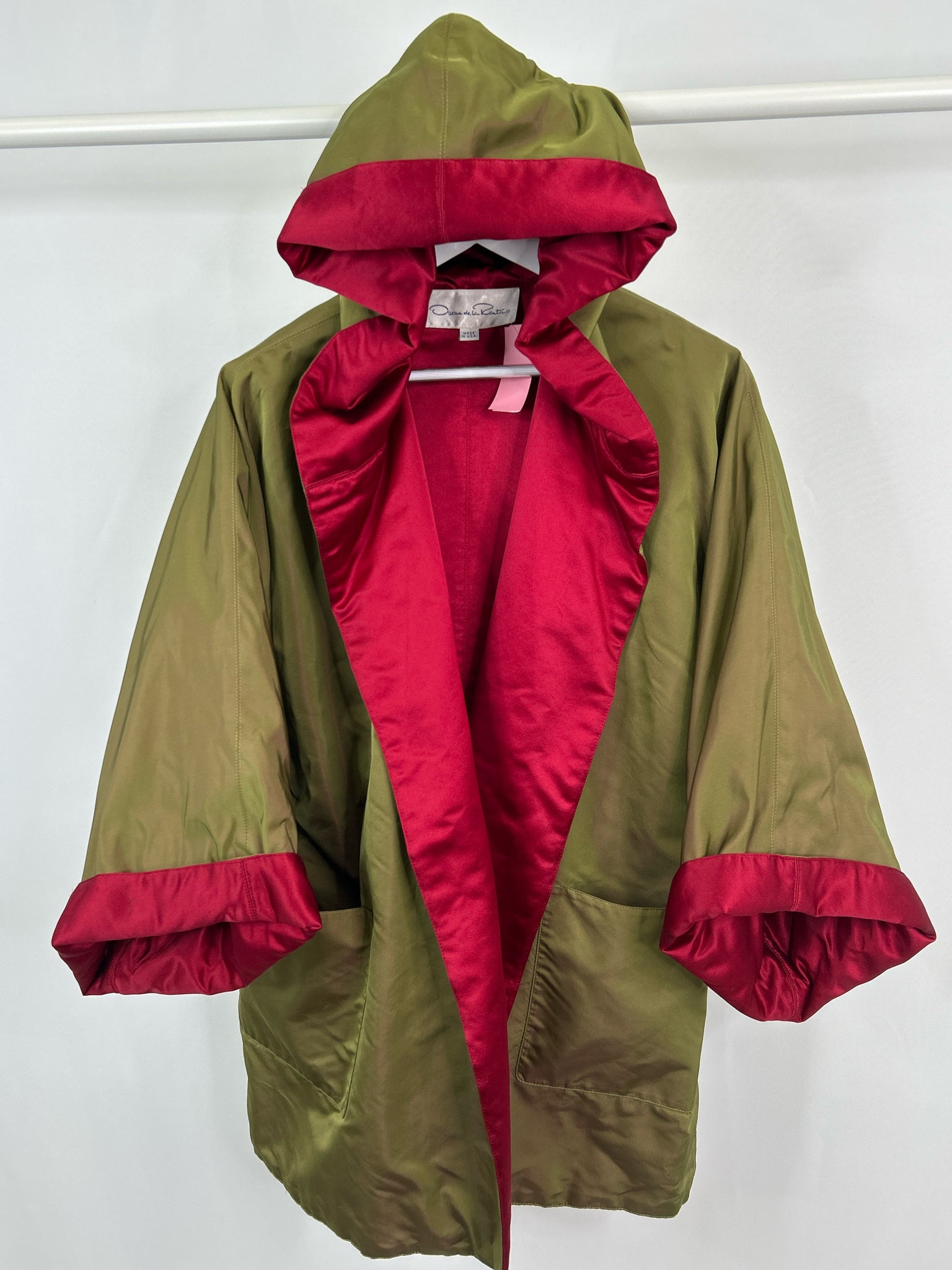 OSCAR DE LA RENTA Size 8 GREEN AND RED Women Coat