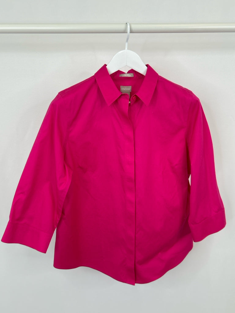 CHICO'S Size 1 / US Size 8/10 Hot Pink Shirt NWT