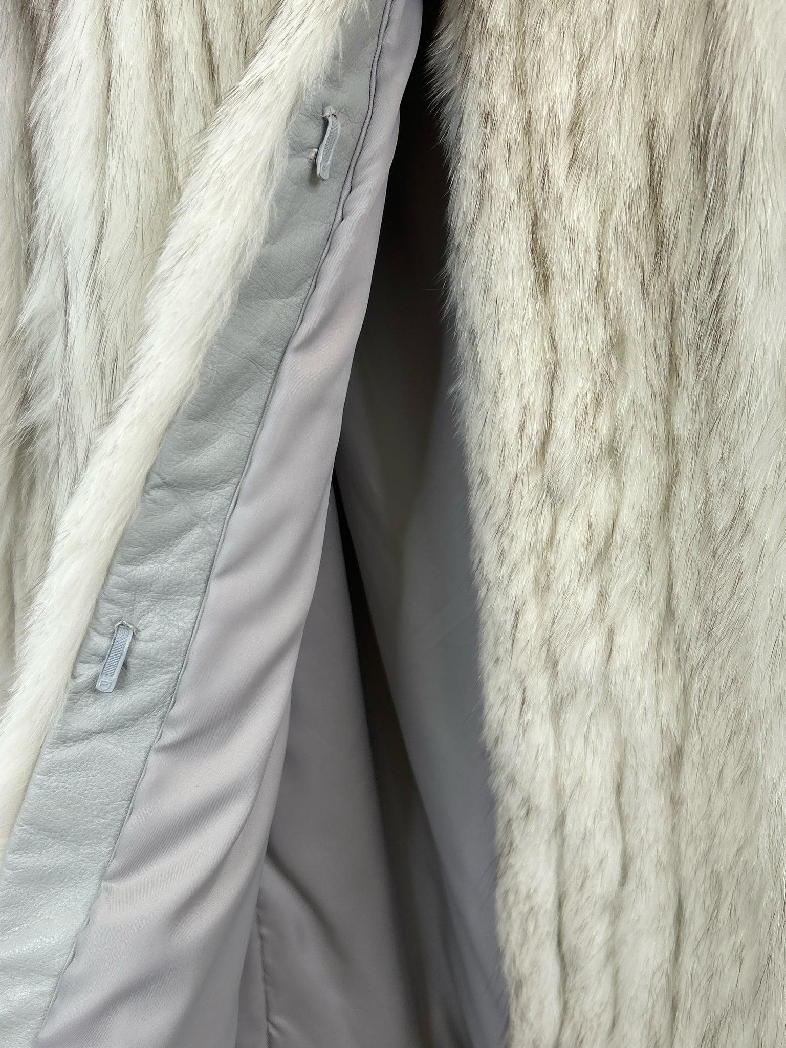 SAGA FURS Size L White & Brown Women Fur Coat