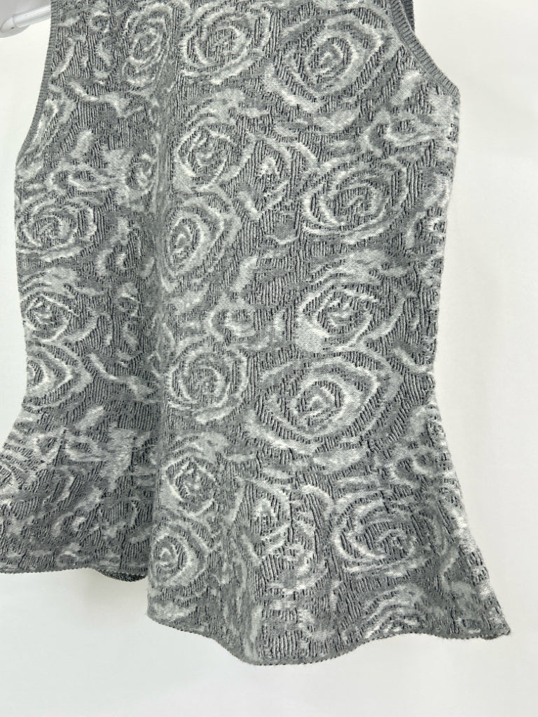 White House Black Market Women Size S Grey Floral Sweater NWT