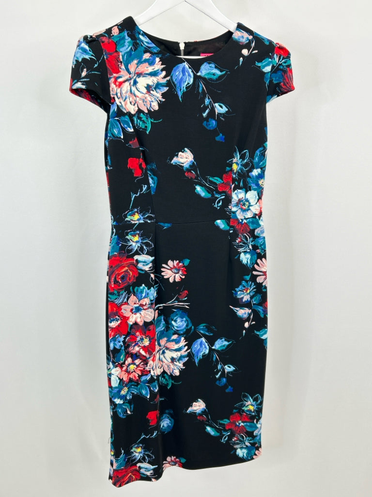 BETSEY JOHNSON Size 6 Black Floral Women's Dress