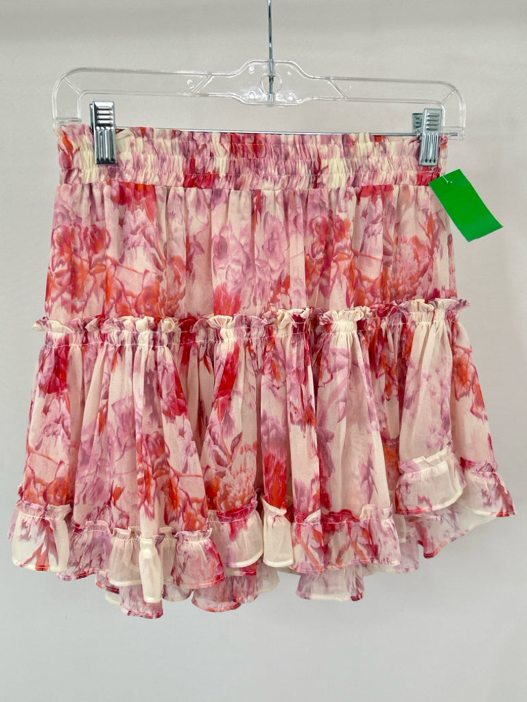 MISA Size S Pink Floral Mini Skirt