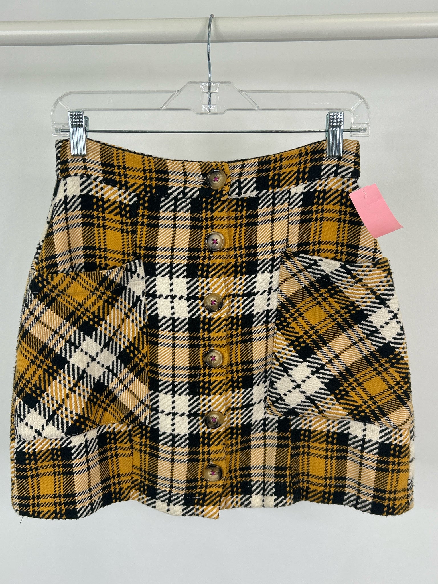 MAEVE Size 2 Yellow Plaid Women Skirt