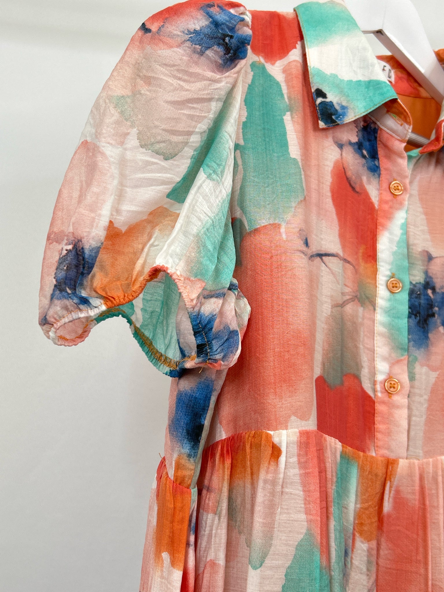 TCEC Size M Peach Print Women Dress