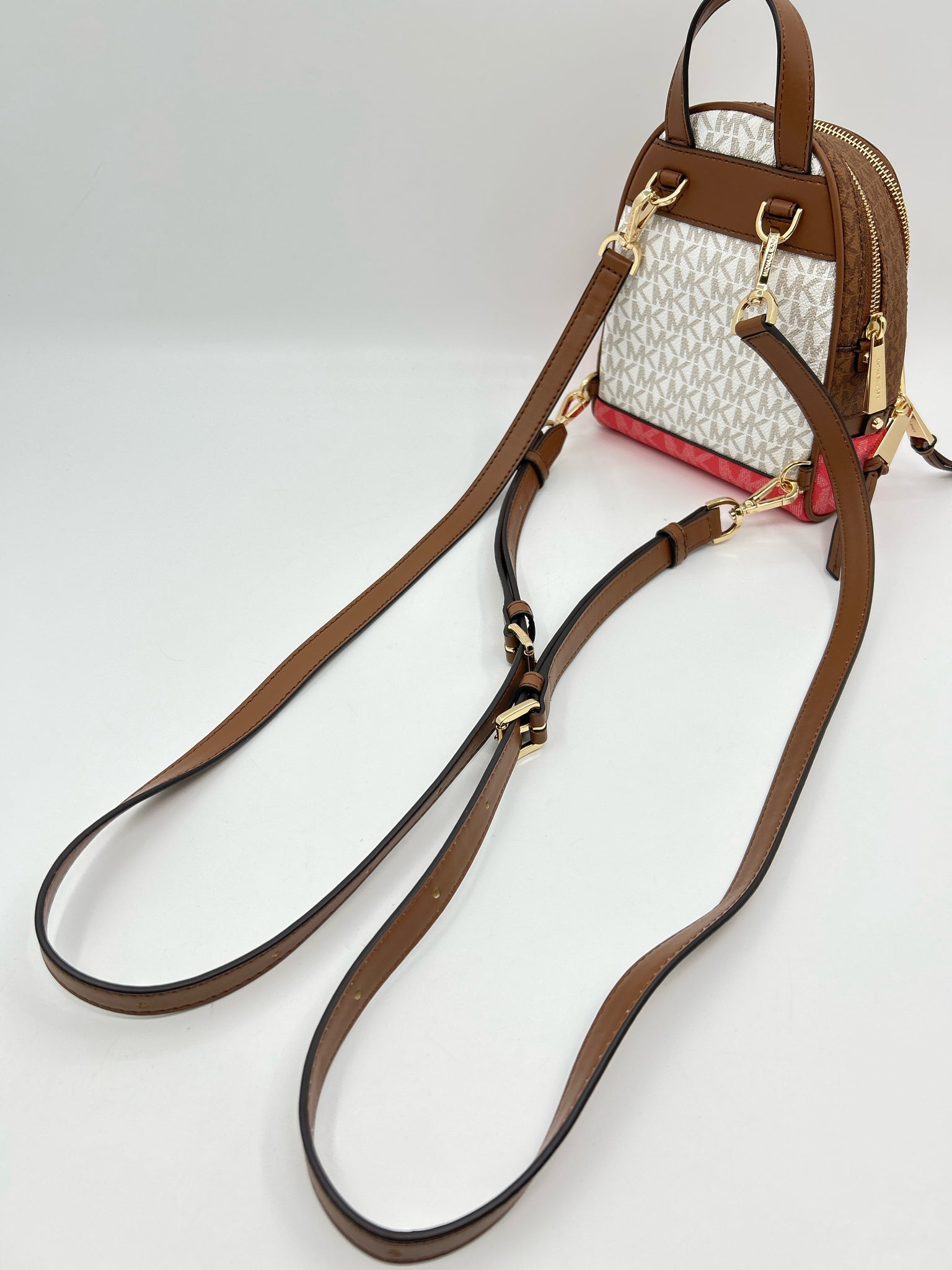 MICHAEL KORS WHITE AND BROWN Women Backpack