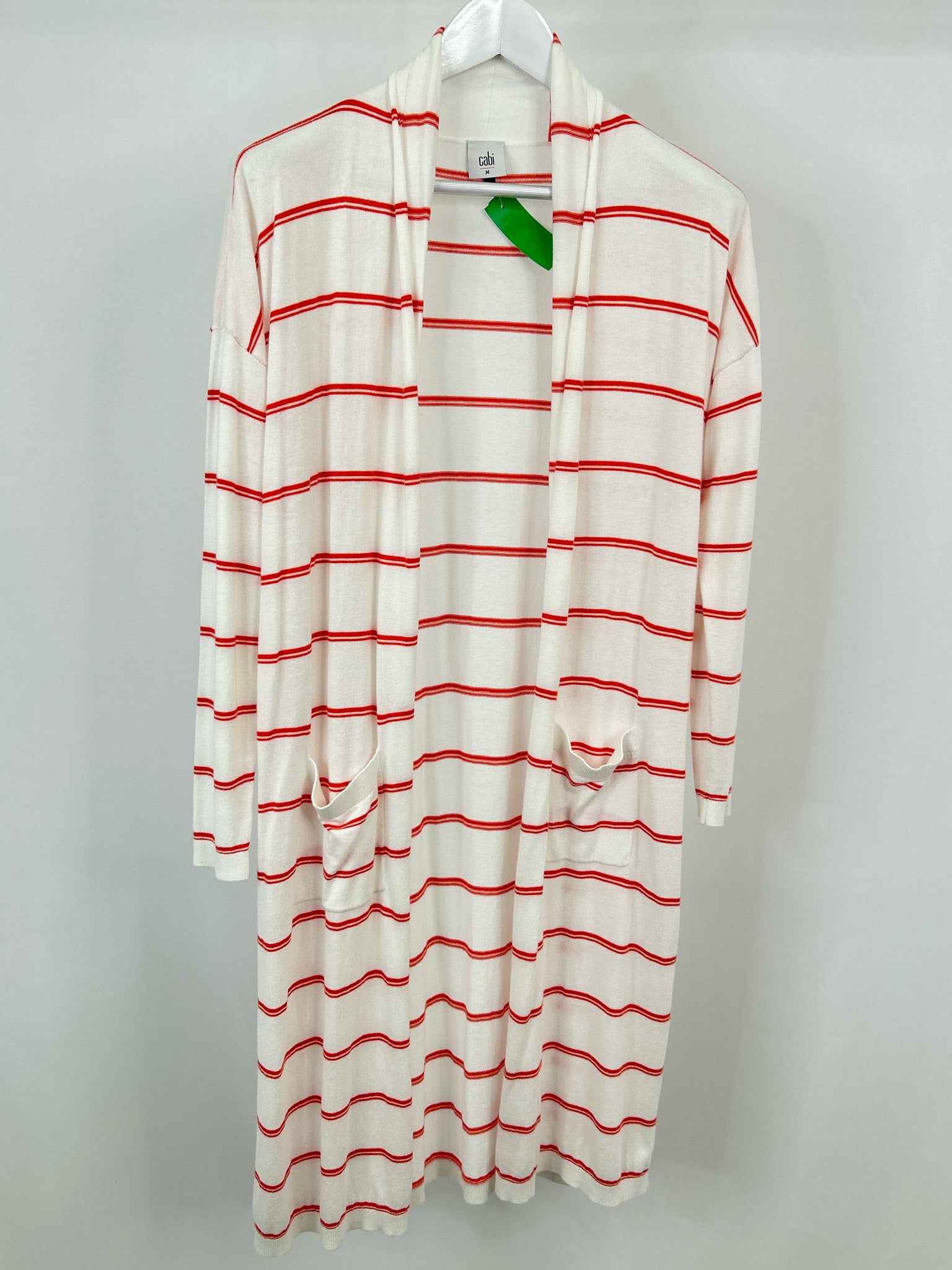CABI Size M White Striped Women Duster