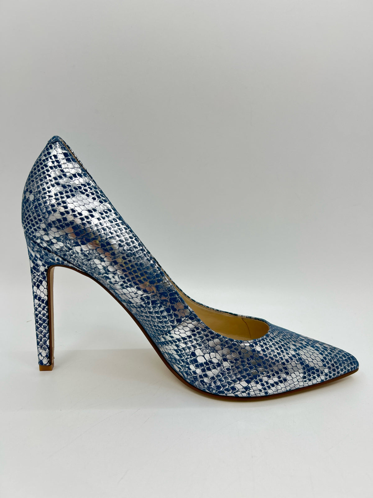 NINE WEST Size 10.5 Blue Print Women Pumps