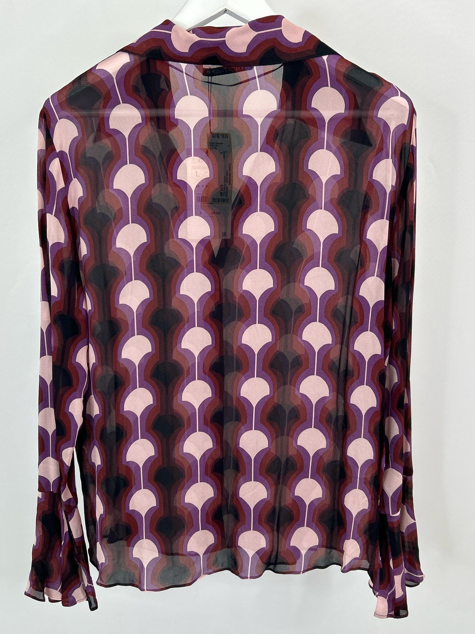 ZARA Size L Purple Print Women Blouse NWT