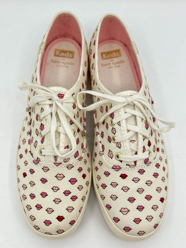 KEDS Women Size 8.5 White and PINK Sneakers