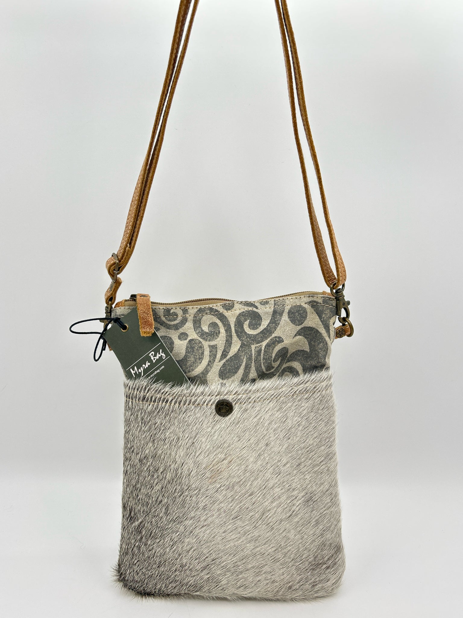 MYRA BAG NWT Gray Print Women Purse