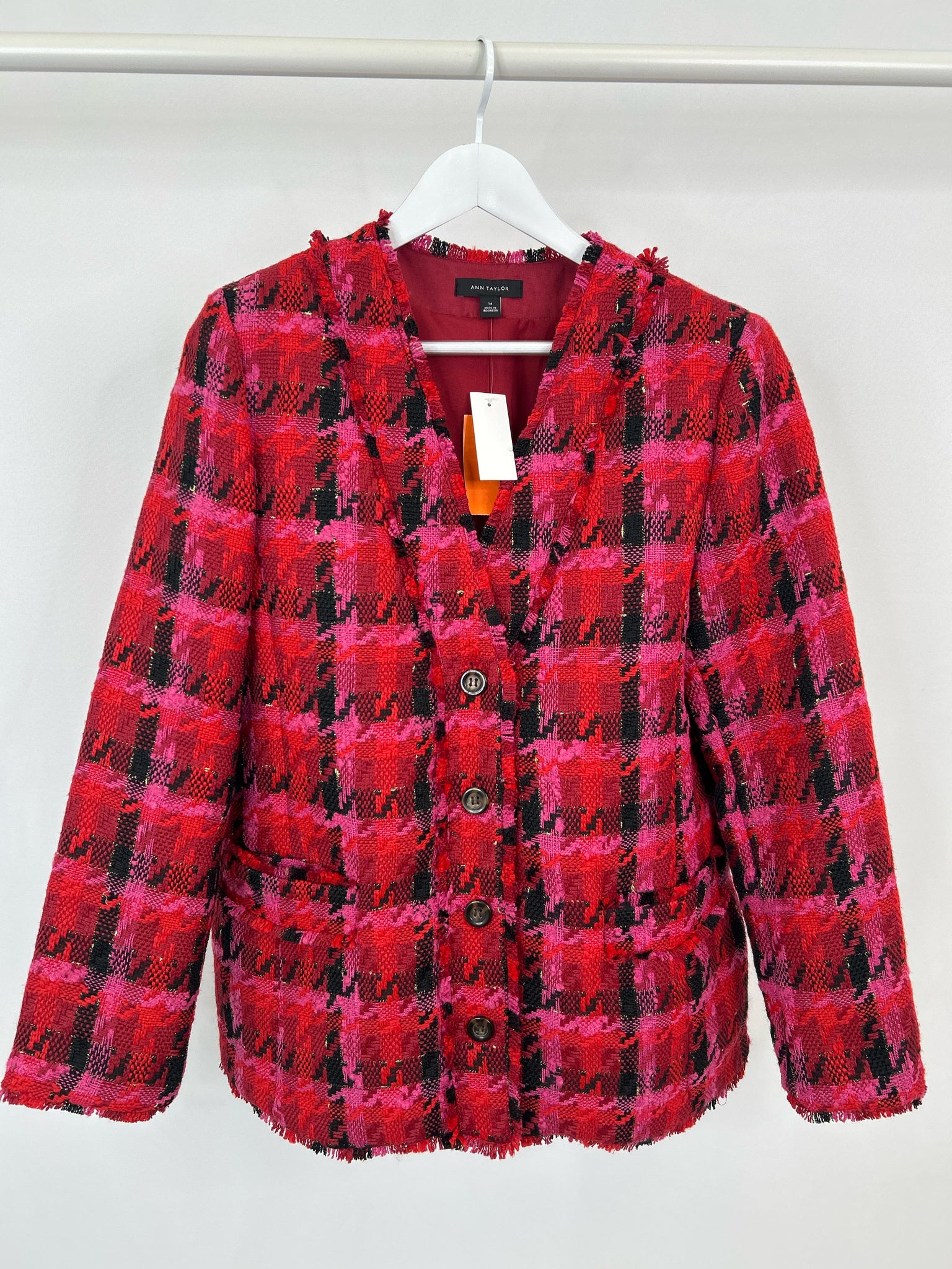 ANN TAYLOR NWT Size 14 RED AND PINK Women Jacket