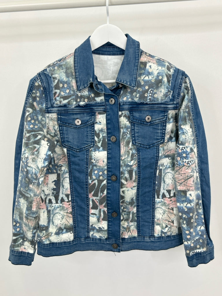 ETHYL Women Size S Blue Denim Floral Jacket NWT