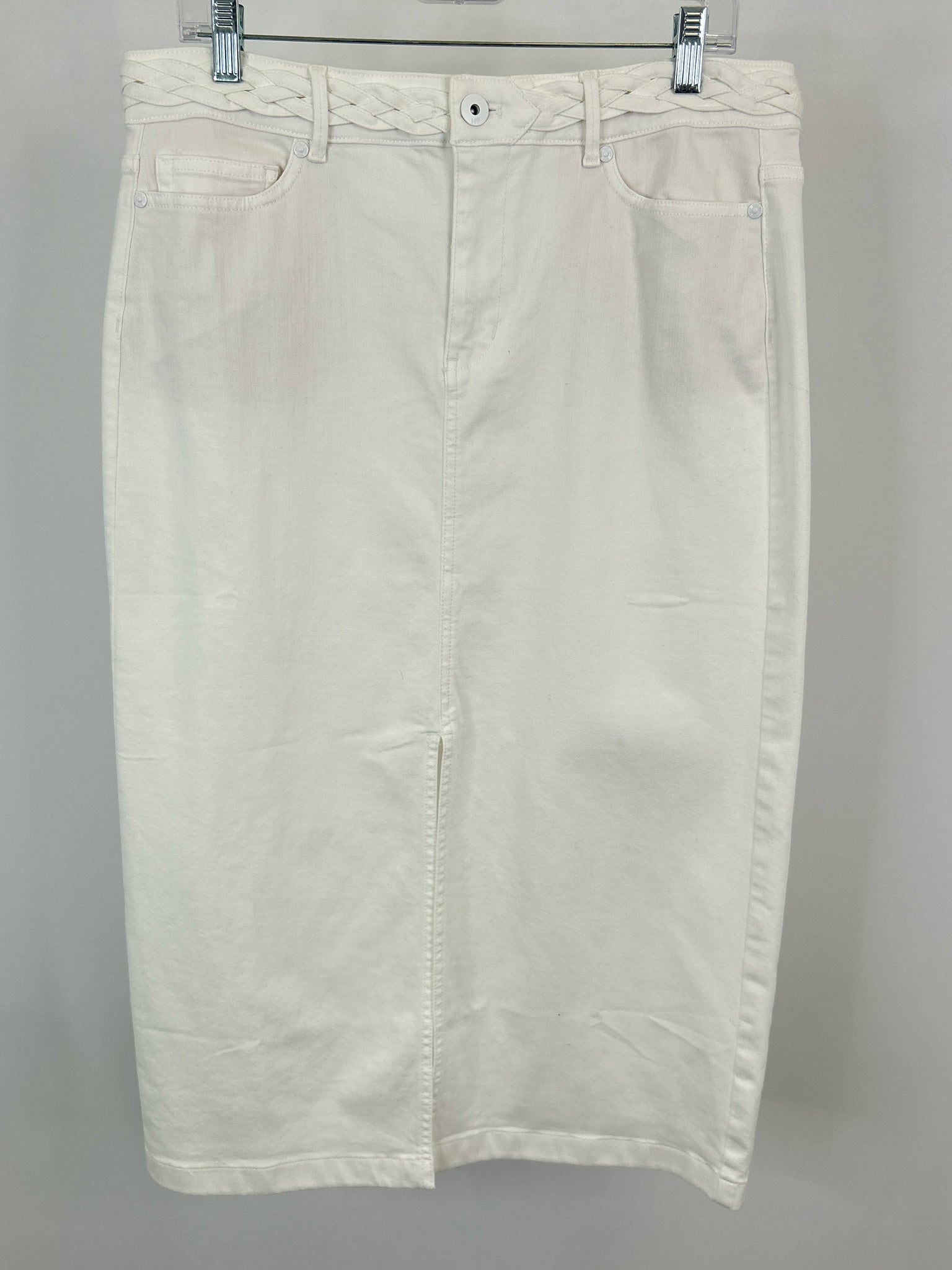 J JILL DENIM Size 12 White Denim Women Skirt NWT