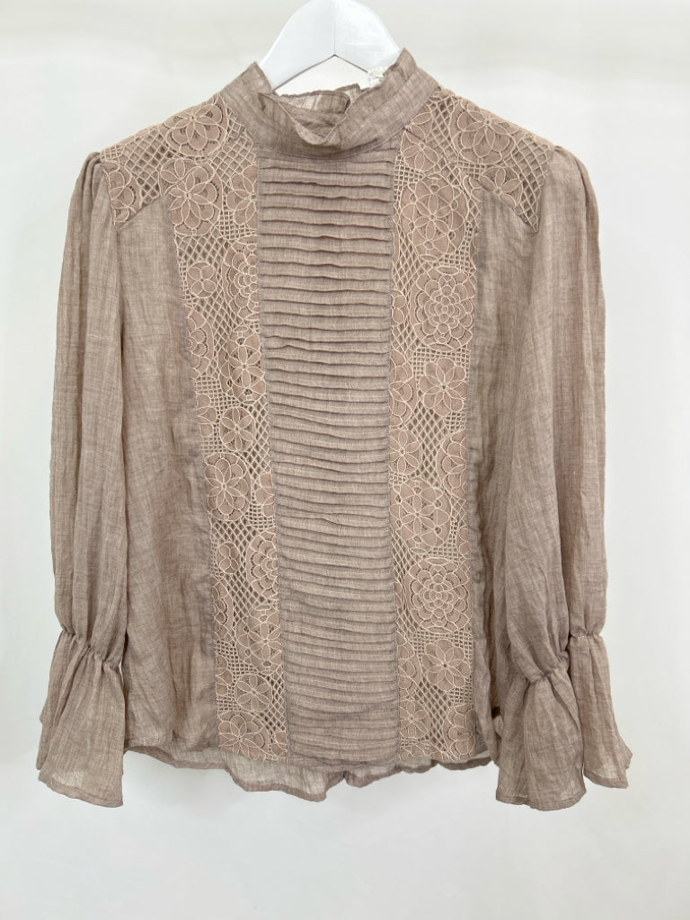 ONCE UPON A DREAM Women Size L Taupe Top