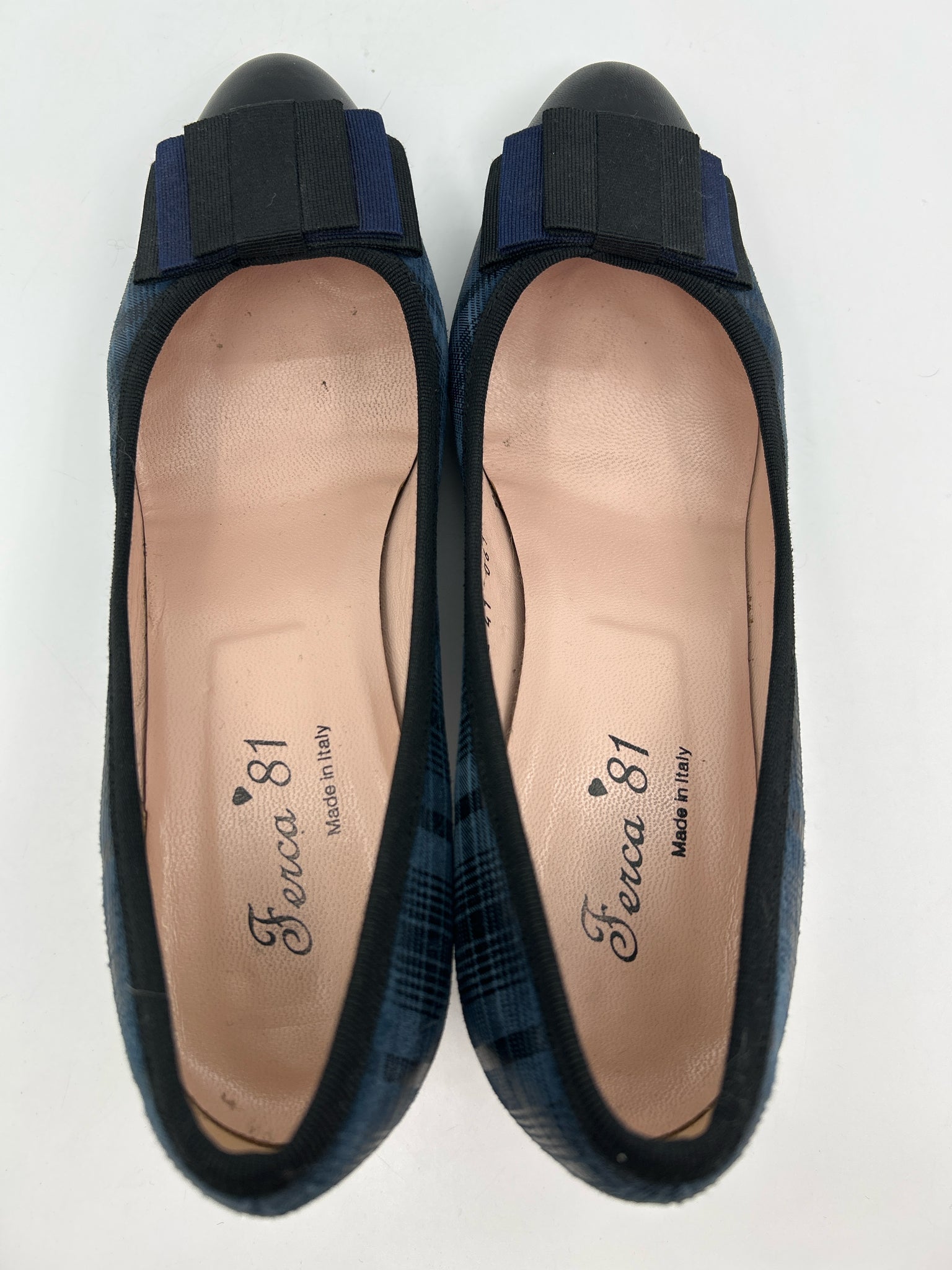 FERCA 81 Size 41/10 Blue Plaid Women Pumps