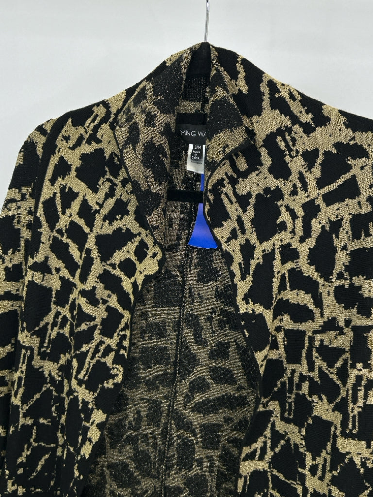 MING WANG Women Size S/M BLACK & GOLD Cardigan