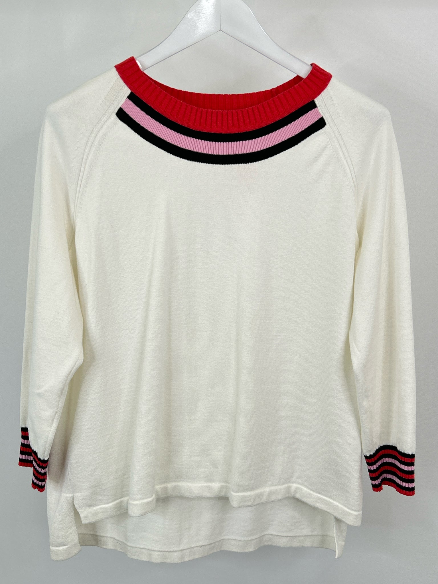 CABI Size L red & white Women Sweater