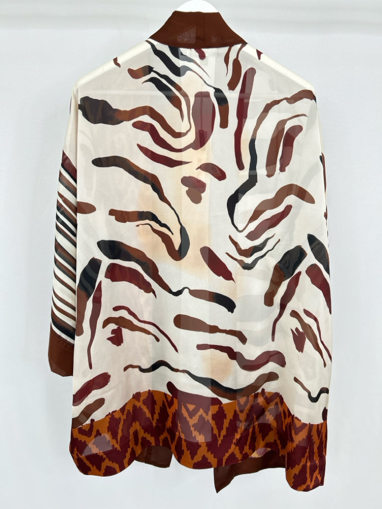 CHICO'S Travelers Women Size L/XL Brown Print Kimono NWT