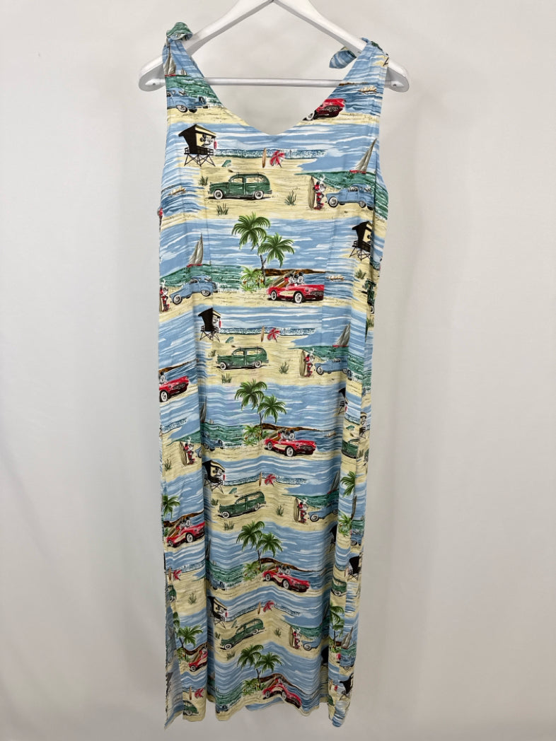 THE DISNEY CATALOG Size L Blue Print Women Dress