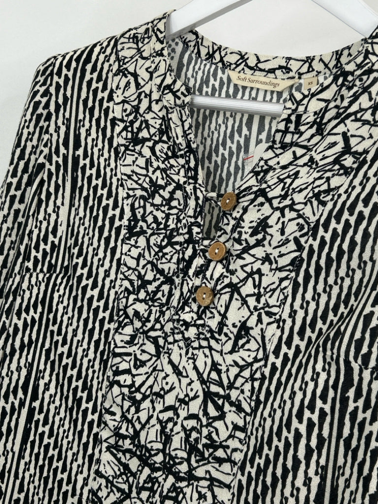 SOFT SURROUNDINGS Size XS Black Print Women's Dress NWT