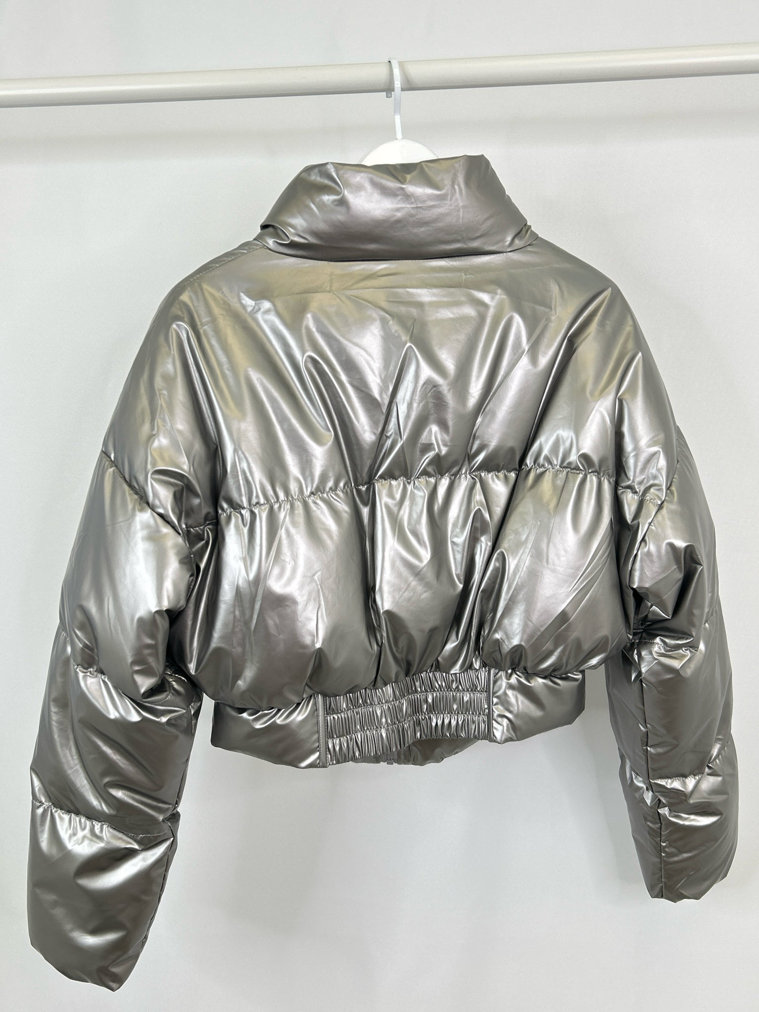Anwnd Size L Silver Metallic Women Jacket