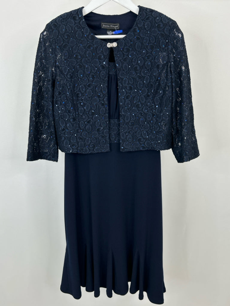 JESSICA HOWARD Size 8 Navy Women's 2-Piece w/dress