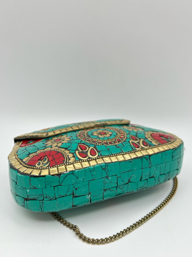 ANTIK KRAFT Teal and Red Women's Purse