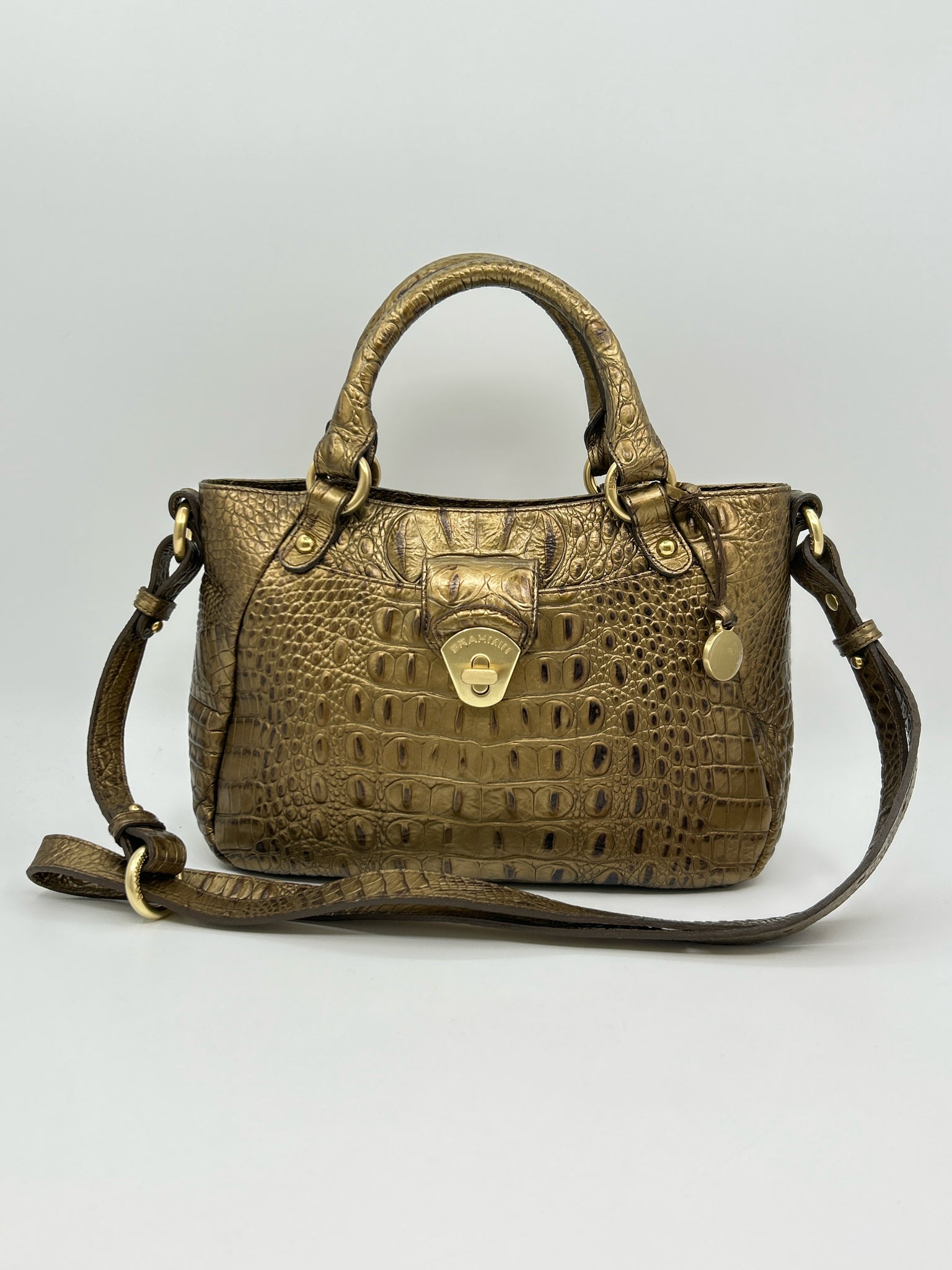 BRAHMIN gold metallic Women Purse