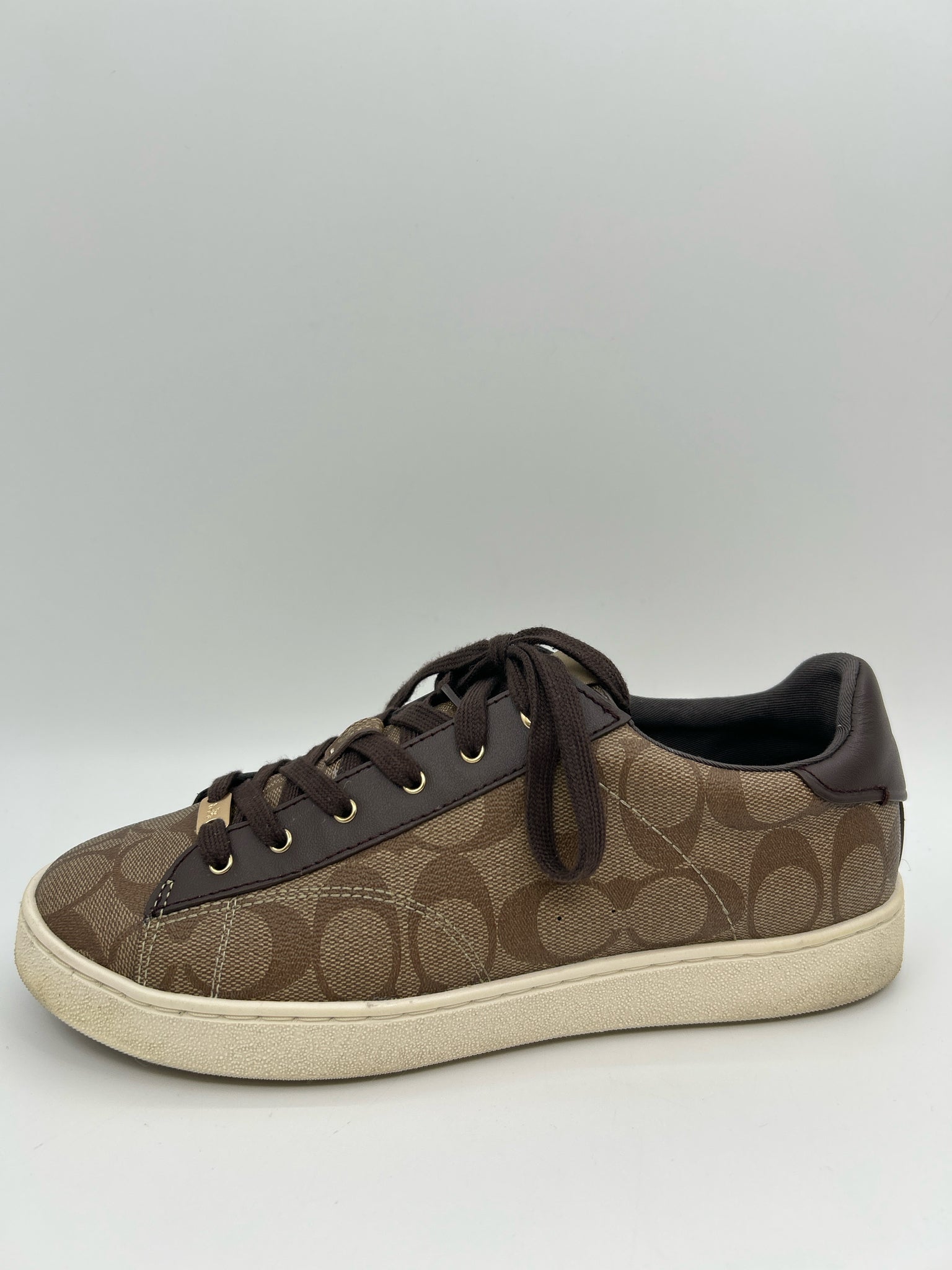 COACH Size 9.5B BROWN MONOGRAM Women Sneakers