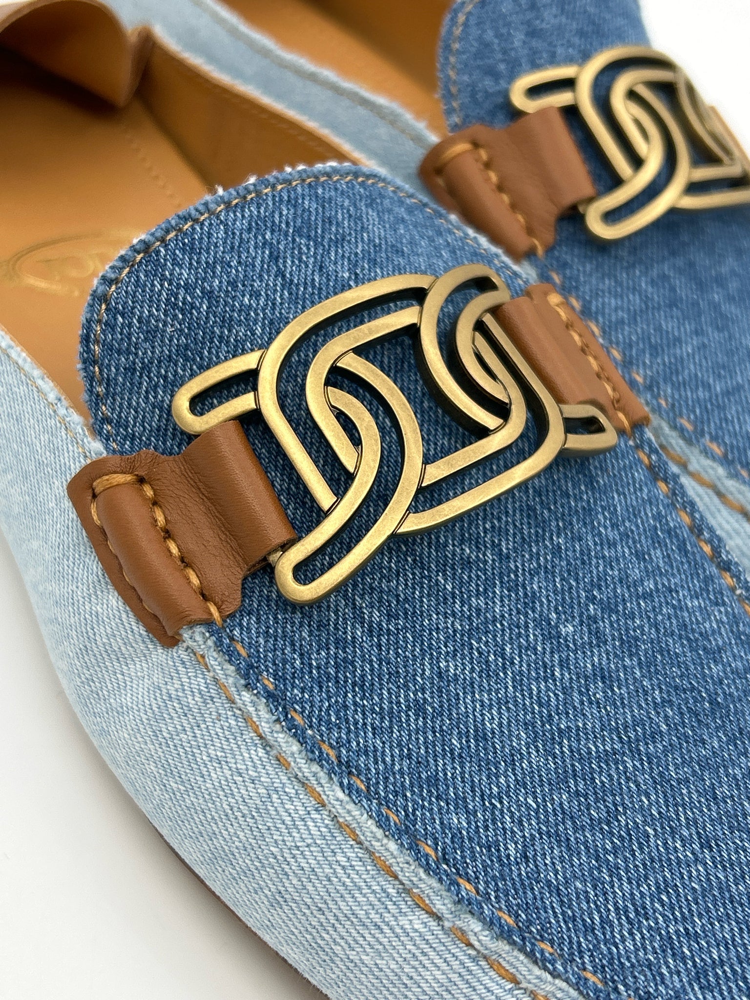 TOD'S Size 41/11 Beige and Blue Women Flats