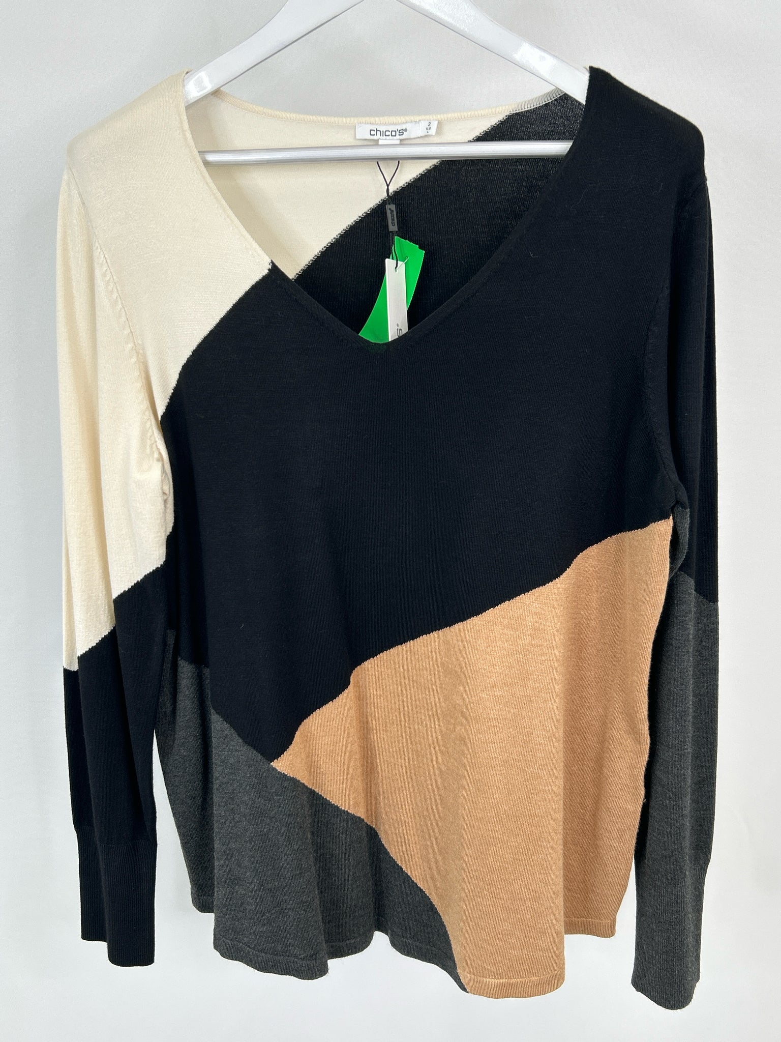 CHICO'S NWT Size L Black Print Women's Sweater NWT