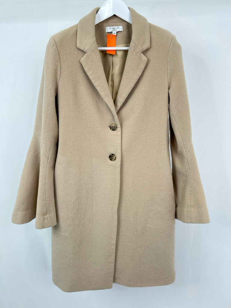 DEREK LAM Women Size 44 Light Brown Wool Coat