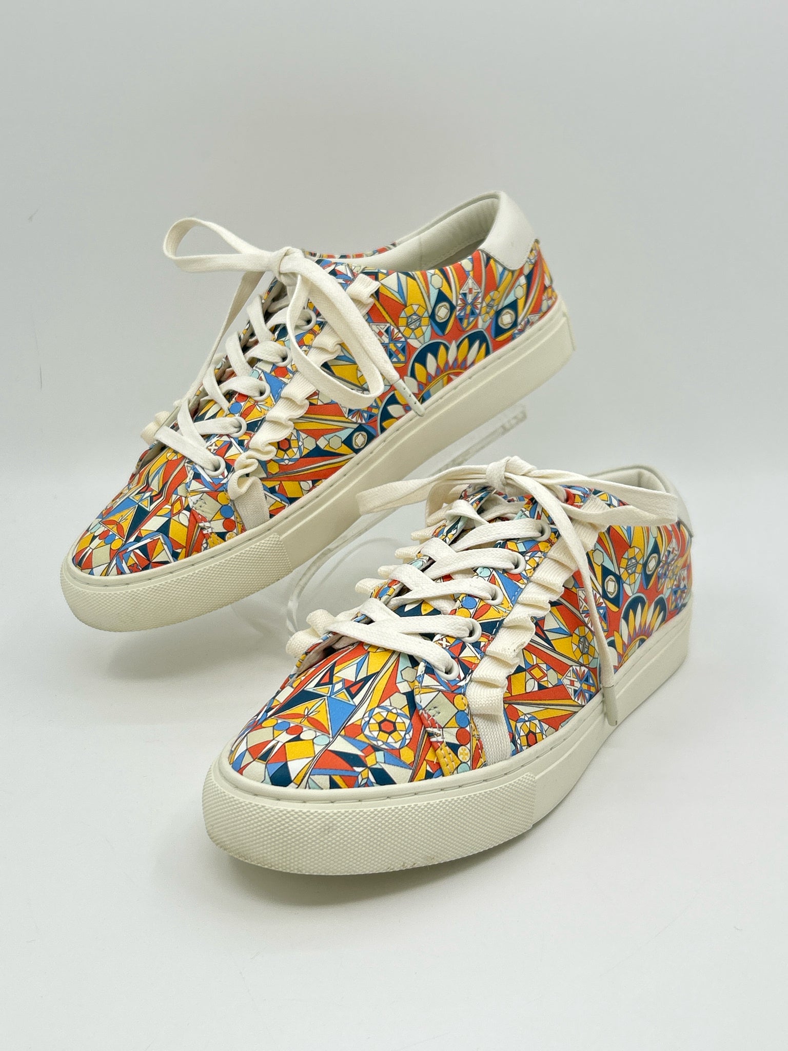 TORY BURCH Size 8.5 Orange Print Women Sneakers