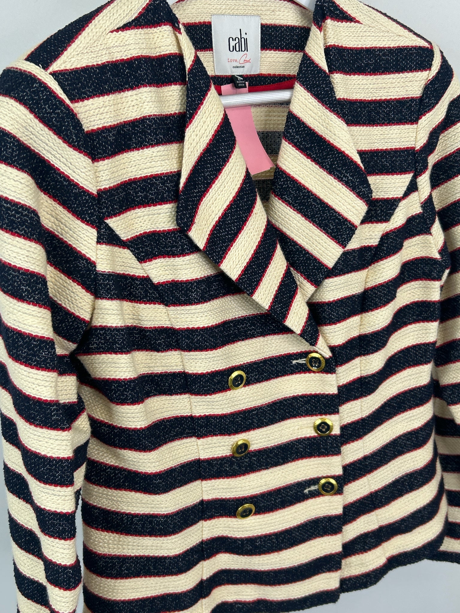 CABI Size 6 BEIGE AND NAVY Women Jacket