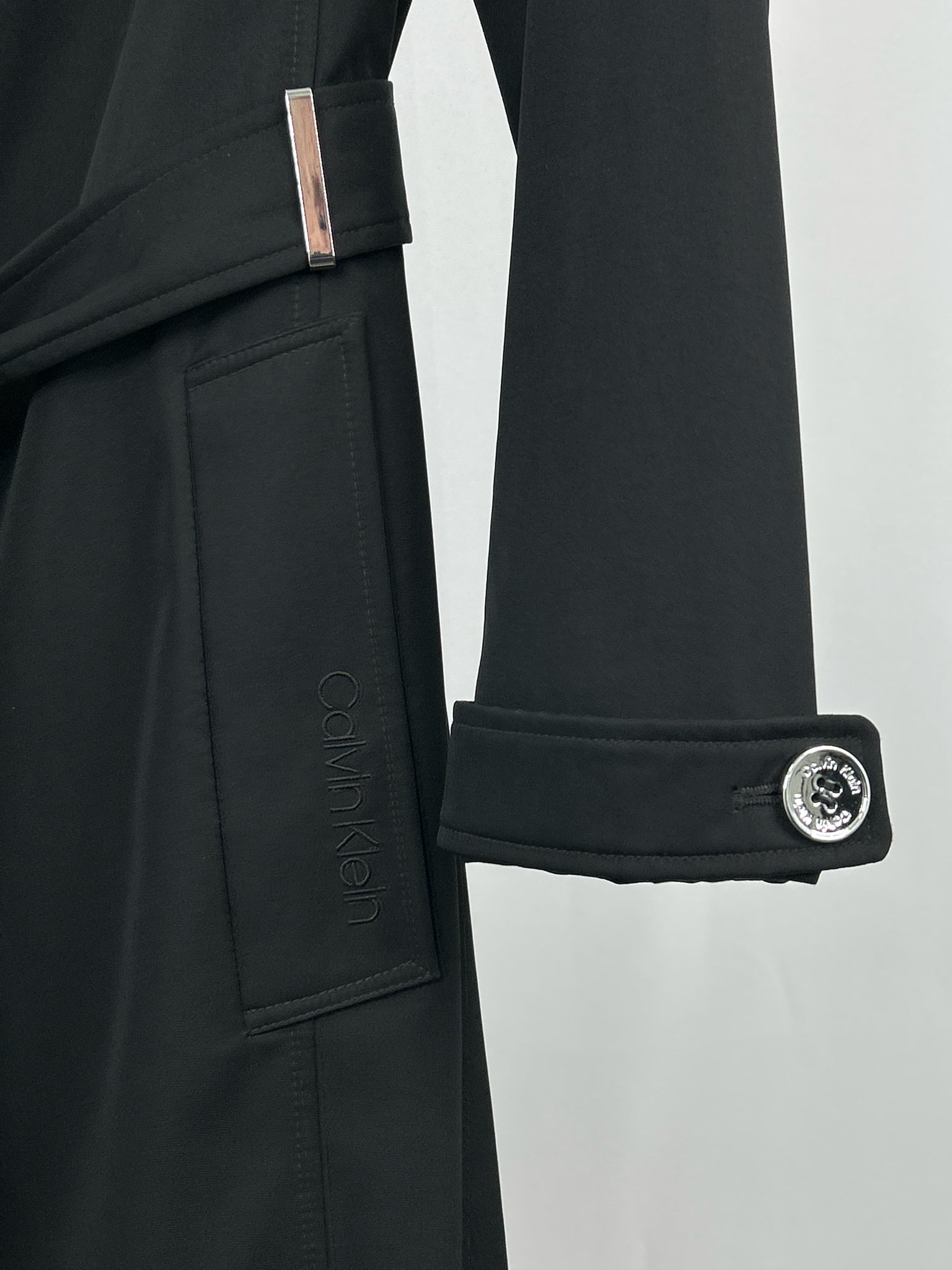 CALVIN KLEIN Size M Black Women Trench Coat