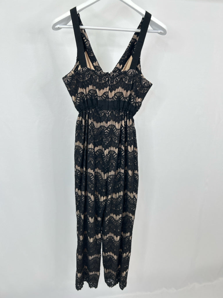 Tracy Reese Women Size 10 Black and Nude Jumpsuit