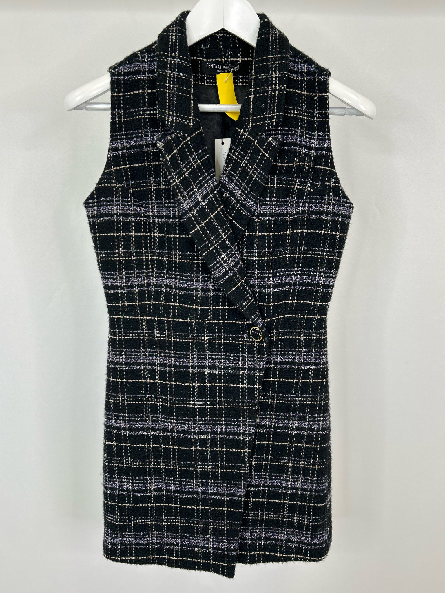 CENTRAL PARK WEST Size S Black Plaid Women Vest