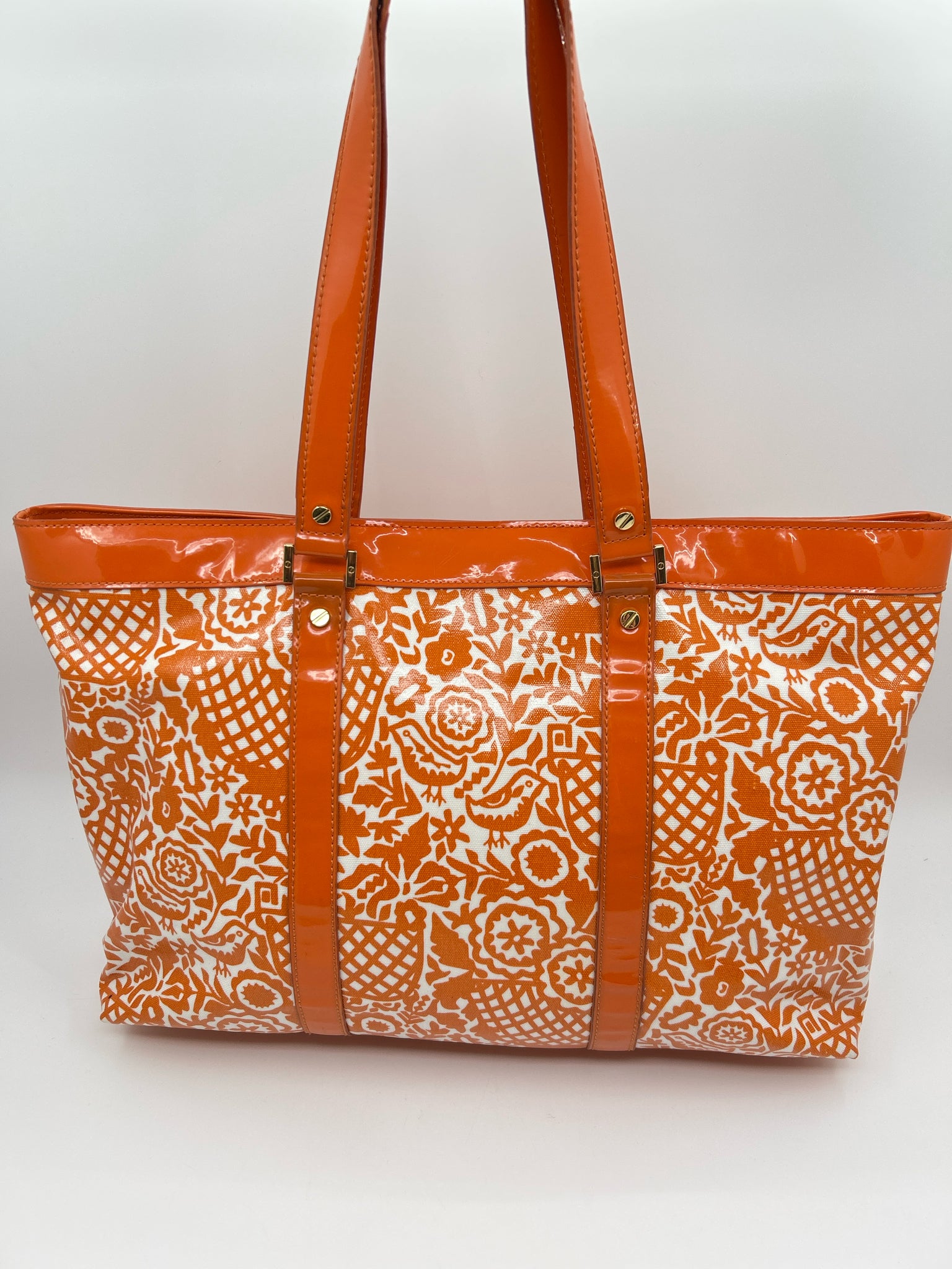 TORY BURCH ORANGE AND WHITE Women Tote