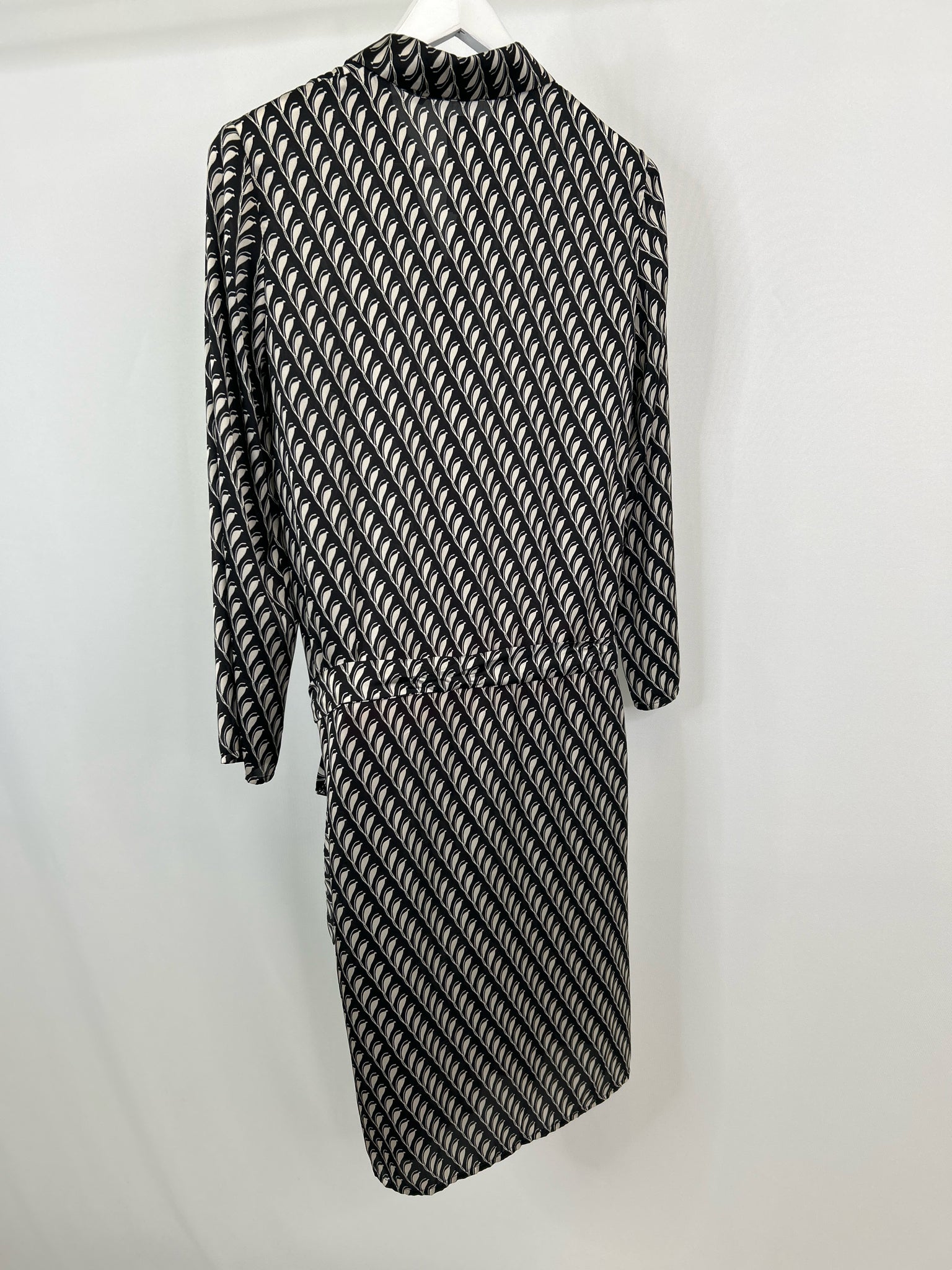 MARINA RINALDI Size 4 Black Print Women Dress